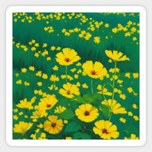 Fantasy Field of Daisy Flowers - Yellow and Red Flower Sticker